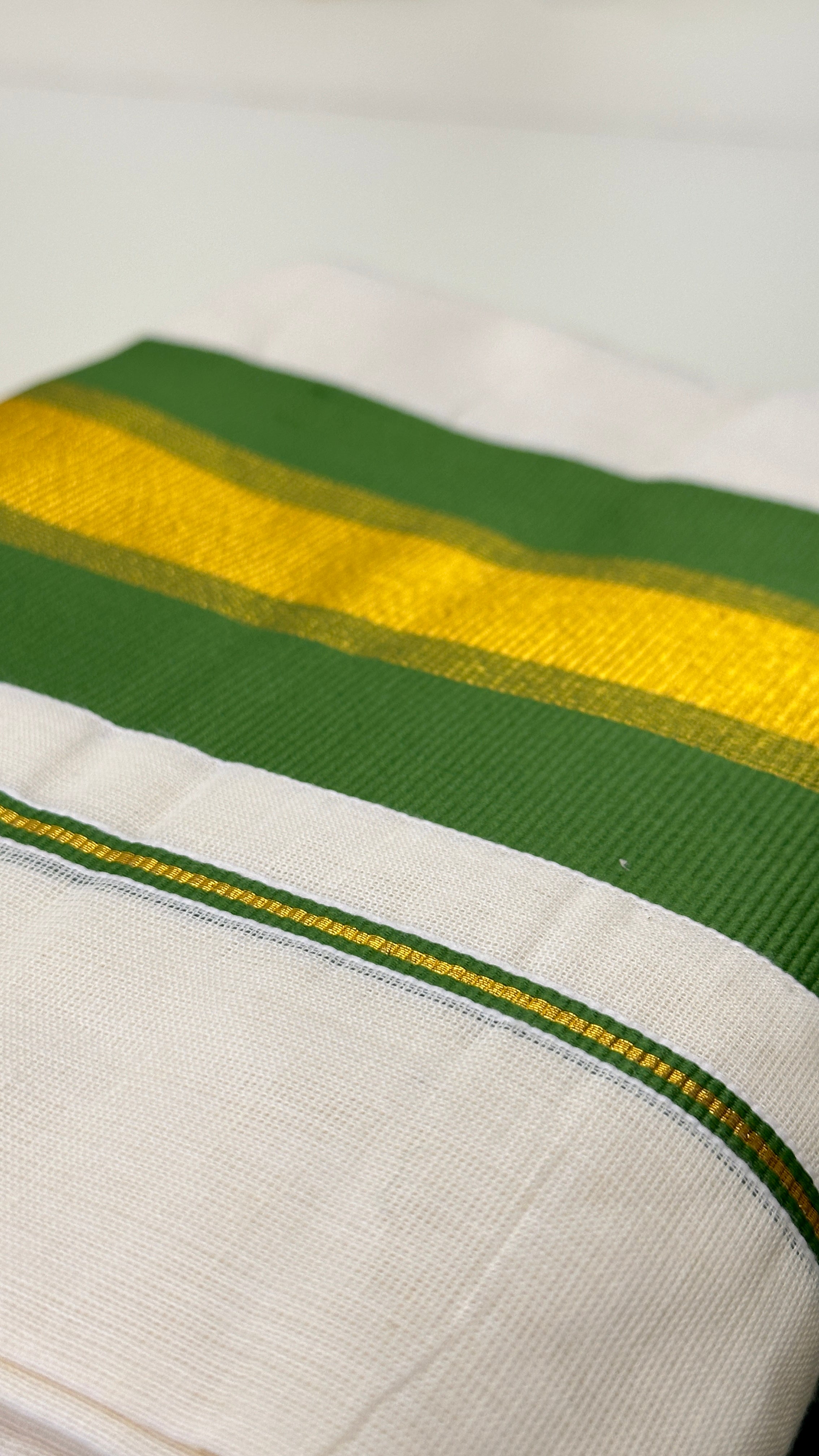 Green Kasavu Kerala Single Set and Mundu